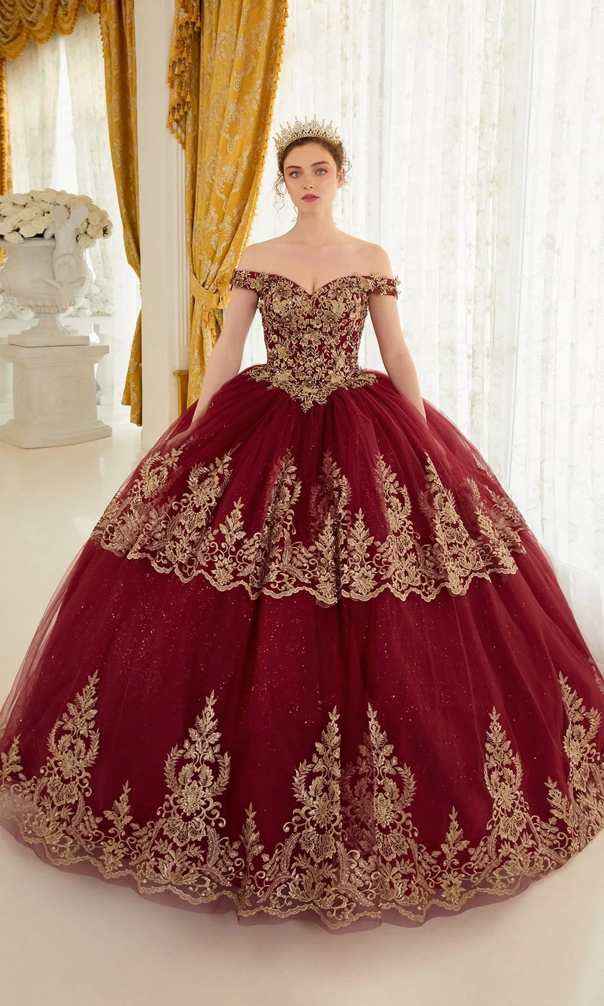 Ladivine 15705 Quince Dress with Gold Embroidery sold by PromGirl product image thumbnail 4