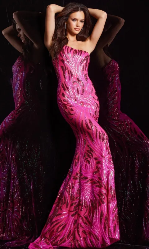 Jovani One-Shoulder Sequin Long Prom Dress 23876 sold by PromGirl