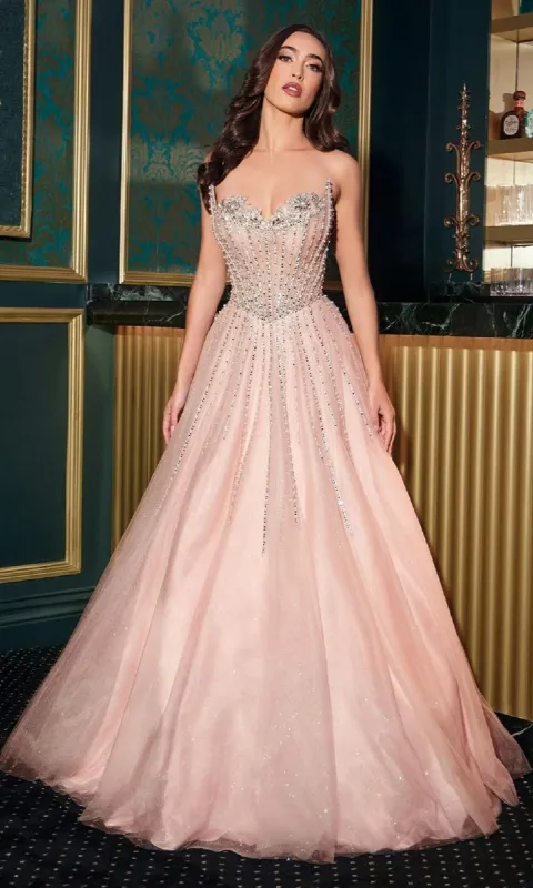 Strapless Beaded Prom Ball Gown: Ladivine CDS541 sold by PromGirl