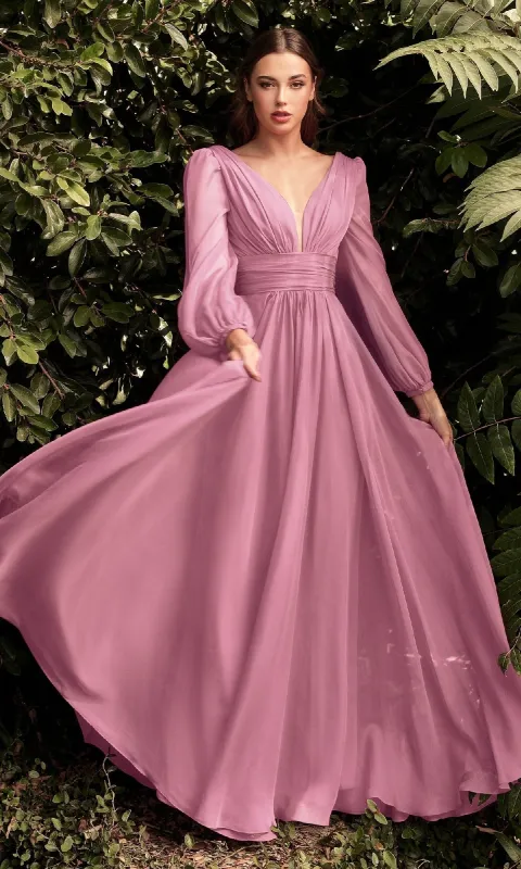 Long Sleeve Flowy Long Prom Dress: Ladivine CD0192 sold by PromGirl