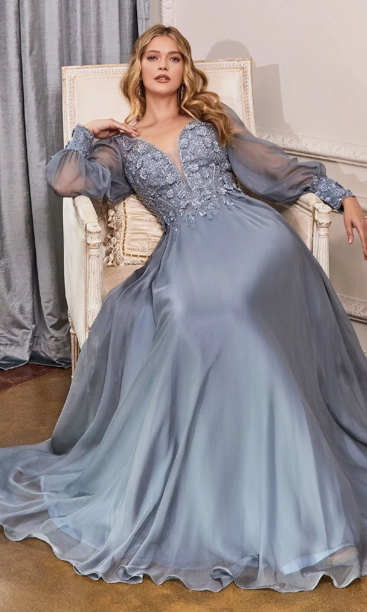 Modest Long Sleeve Formal Gown: Ladivine CD0183 sold by PromGirl product image thumbnail 4