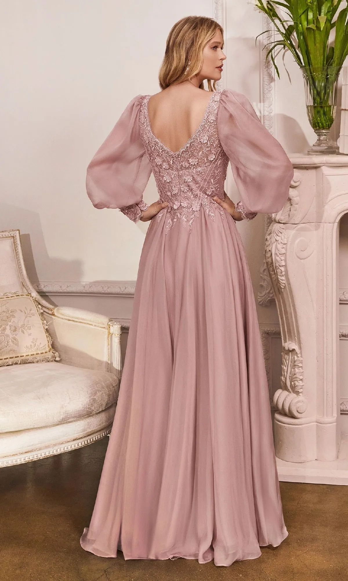 Modest Long Sleeve Formal Gown: Ladivine CD0183 sold by PromGirl product image thumbnail 2