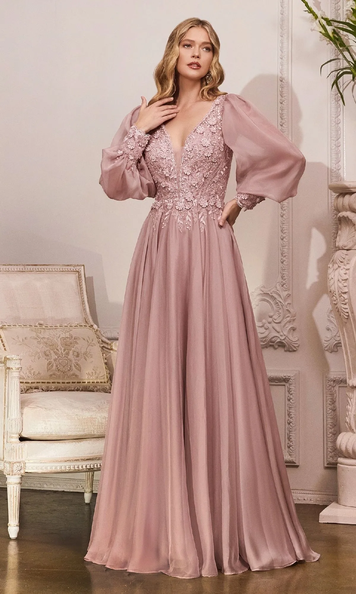 Modest Long Sleeve Formal Gown: Ladivine CD0183 sold by PromGirl
