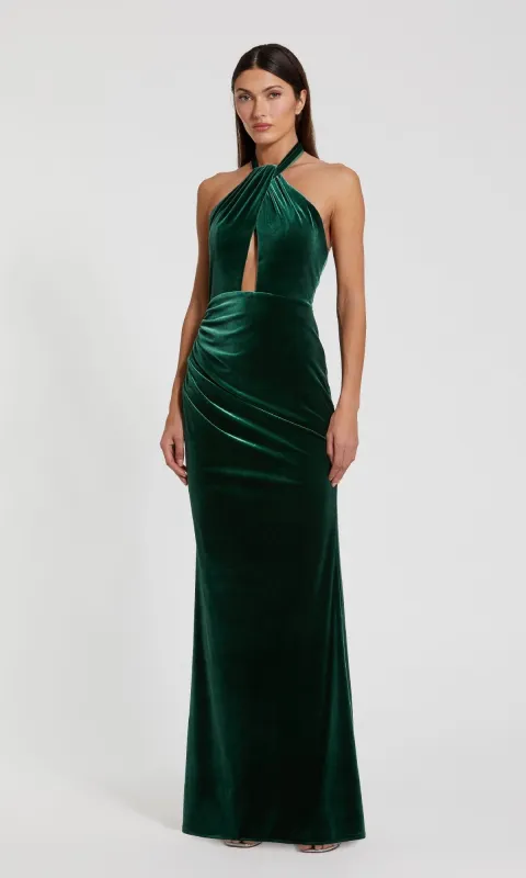 Green Velvet Halter Formal Dress: Mac Duggal 11924 sold by PromGirl
