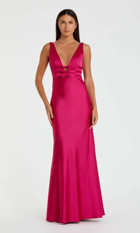 Raspberry Long Satin Prom Dress: Mac Duggal 68855 made by Mac Duggal