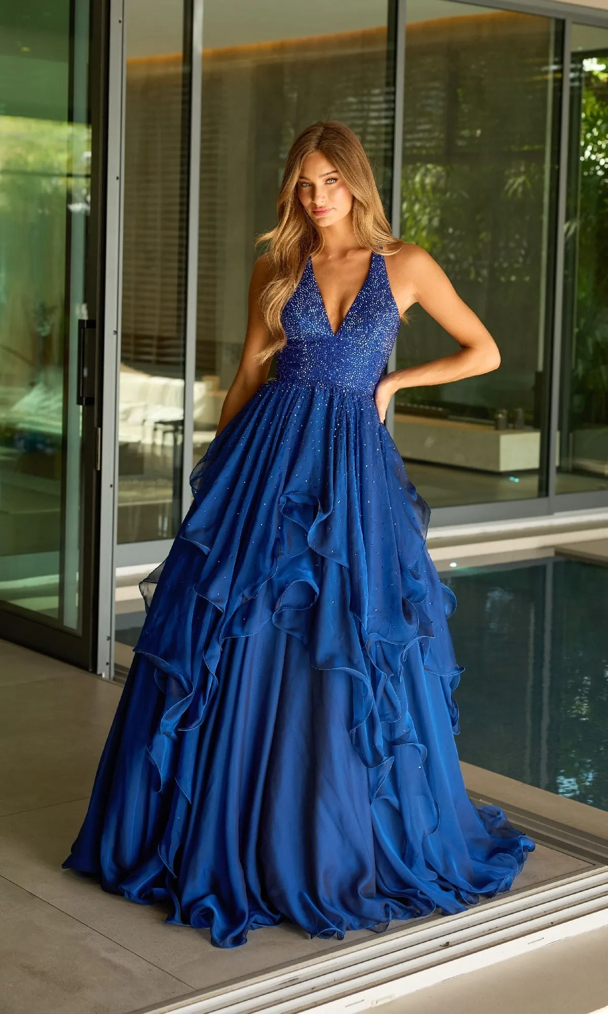 Long Halter A-Line Formal Dress: Ava Presley 42235 sold by PromGirl