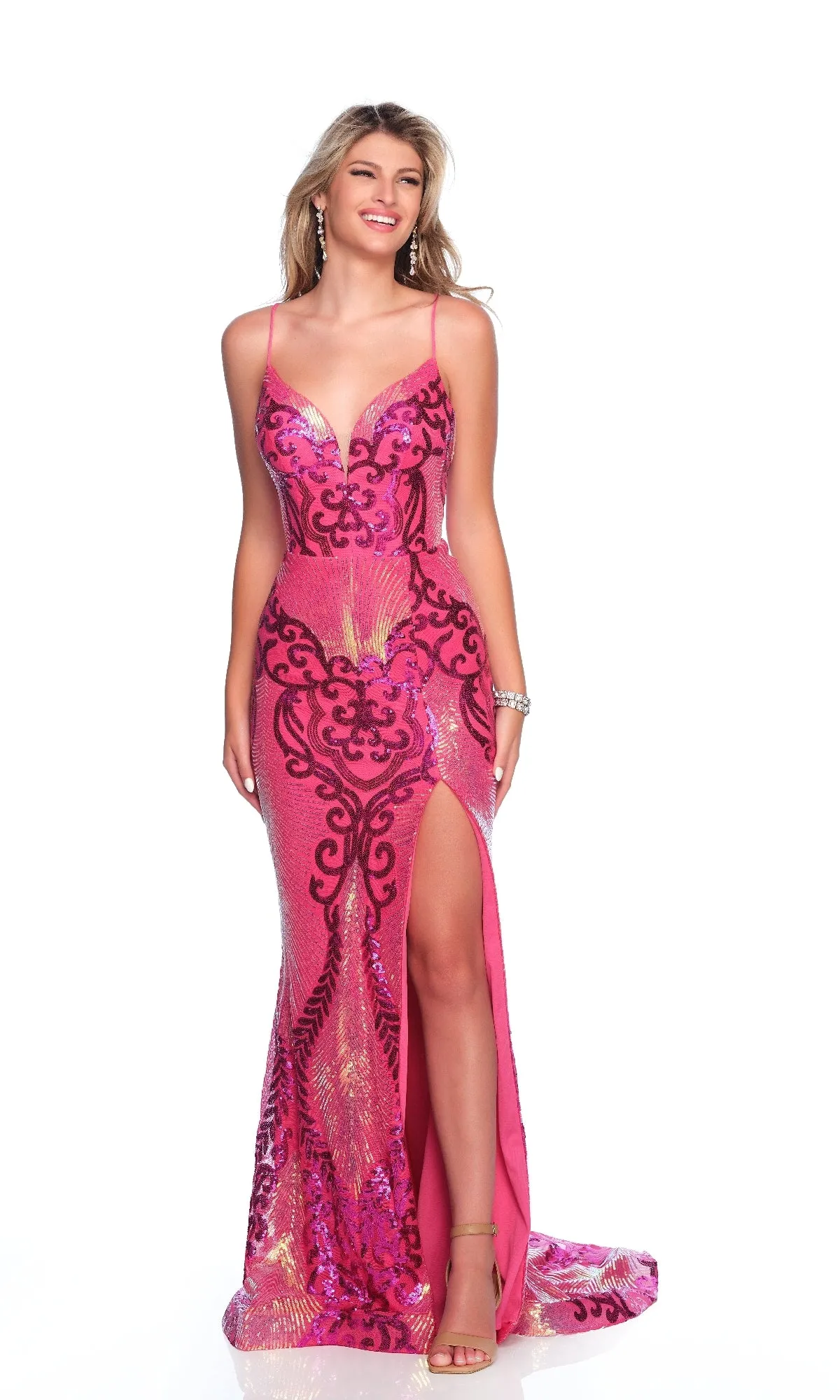 Fuchsia Pink Prom Dress: Dave & Johnny 12343 sold by PromGirl
