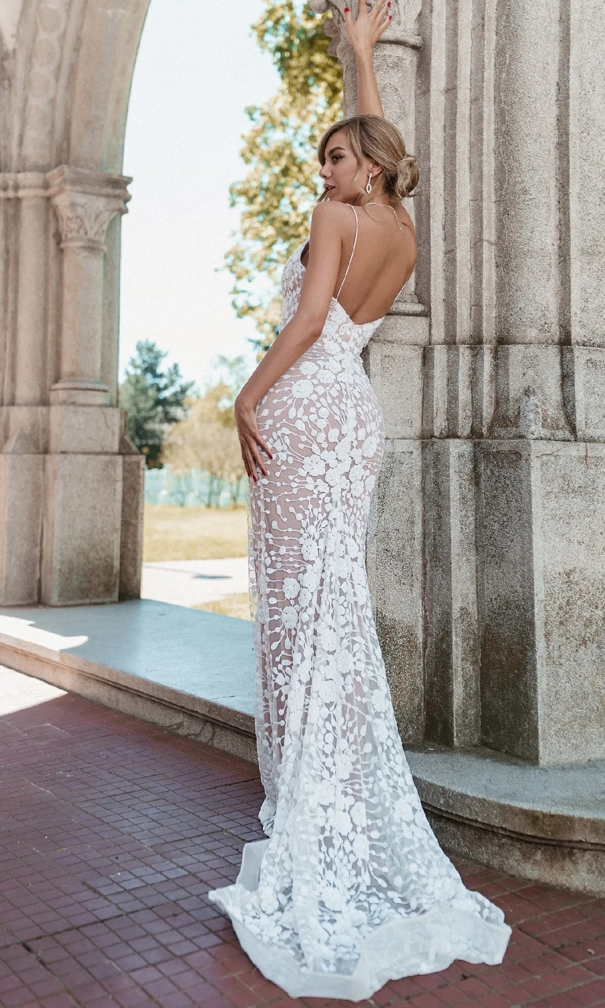 Long White Lace Formal Dress: Tina Holly BB008 sold by PromGirl product image thumbnail 2