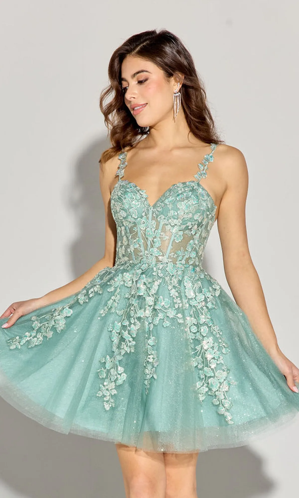Short Fit-and-Flare Lace Hoco Dress: Eureka EK152 sold by PromGirl product image thumbnail 4