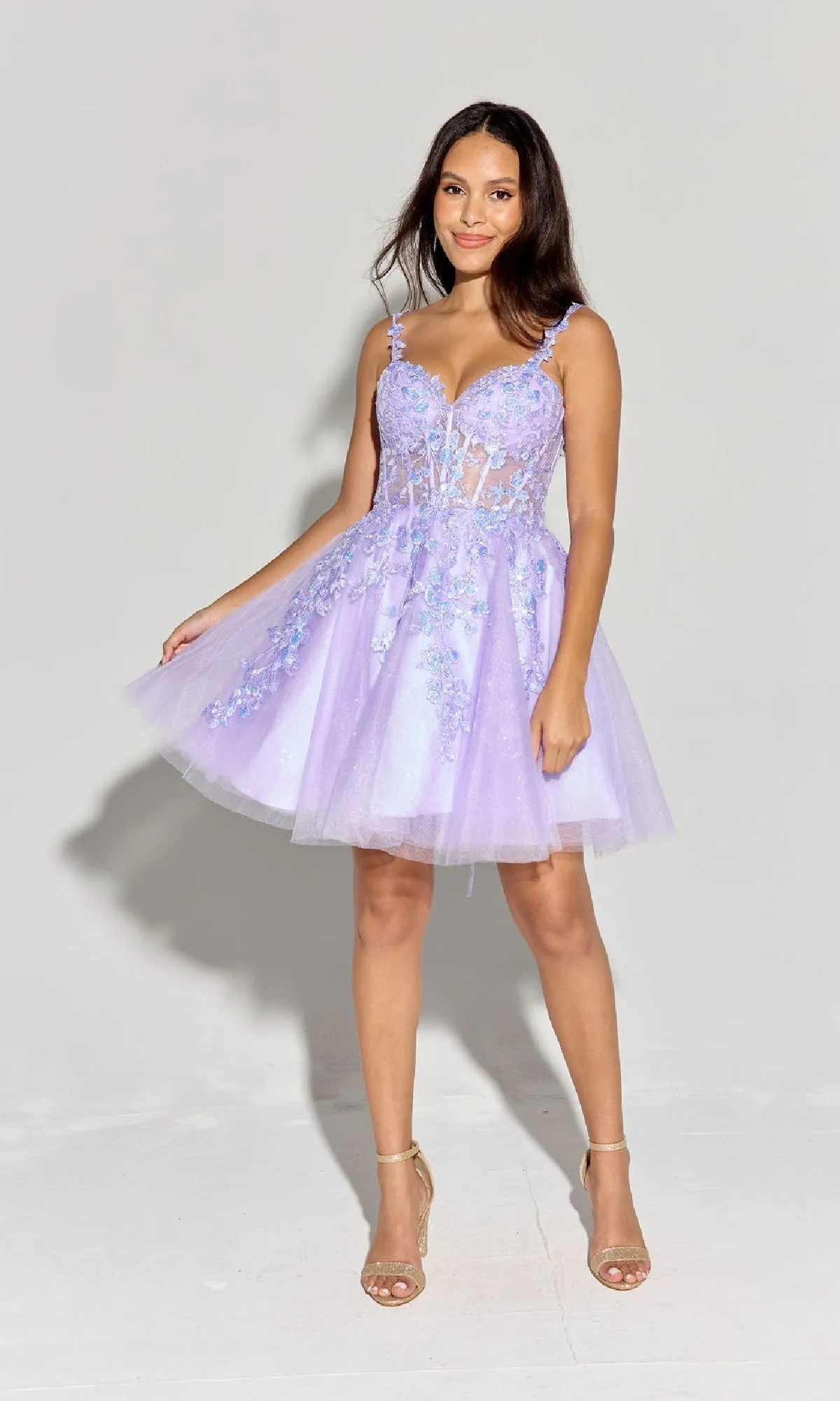 Short Fit-and-Flare Lace Hoco Dress: Eureka EK152 sold by PromGirl product image thumbnail 5