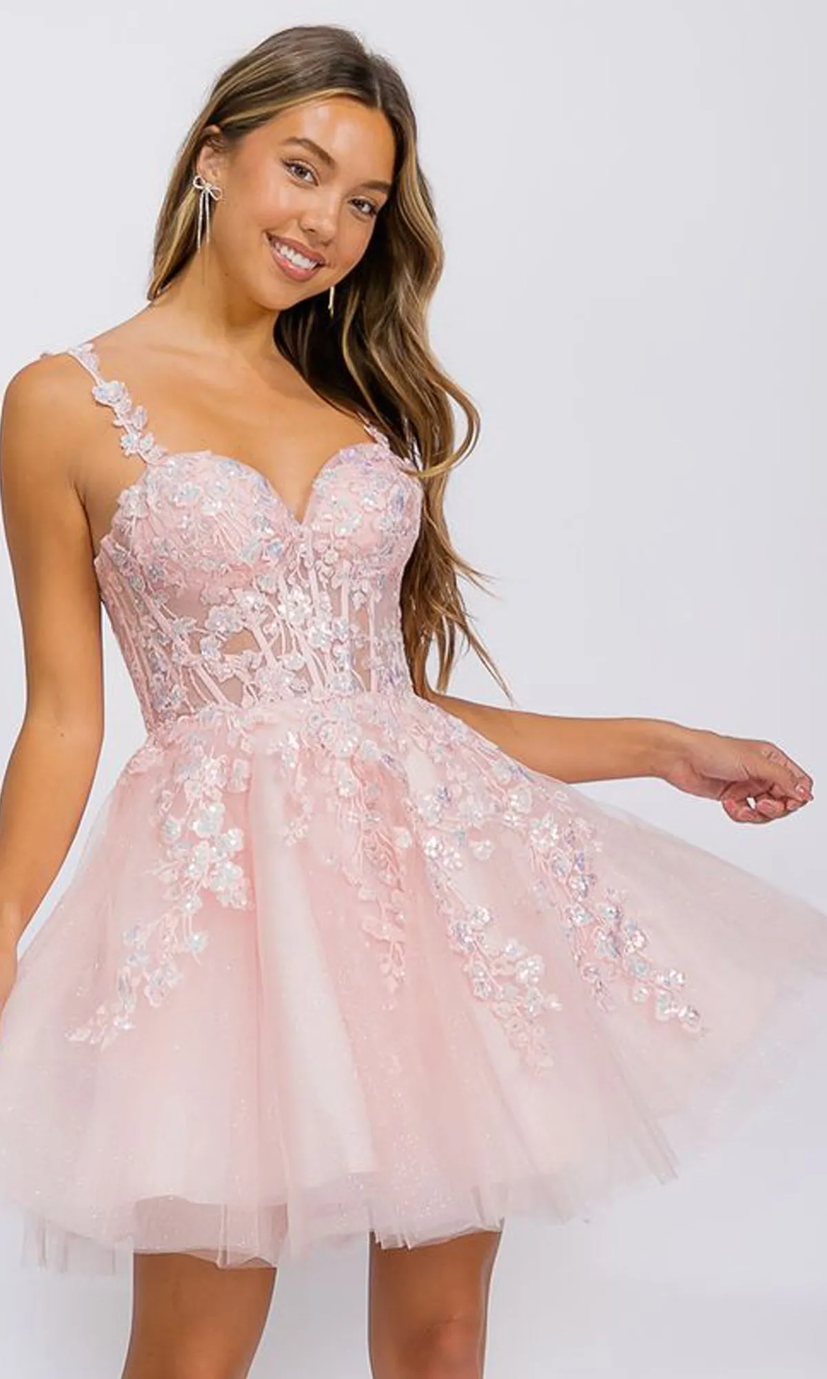 Short Fit-and-Flare Lace Hoco Dress: Eureka EK152 sold by PromGirl product image thumbnail 3