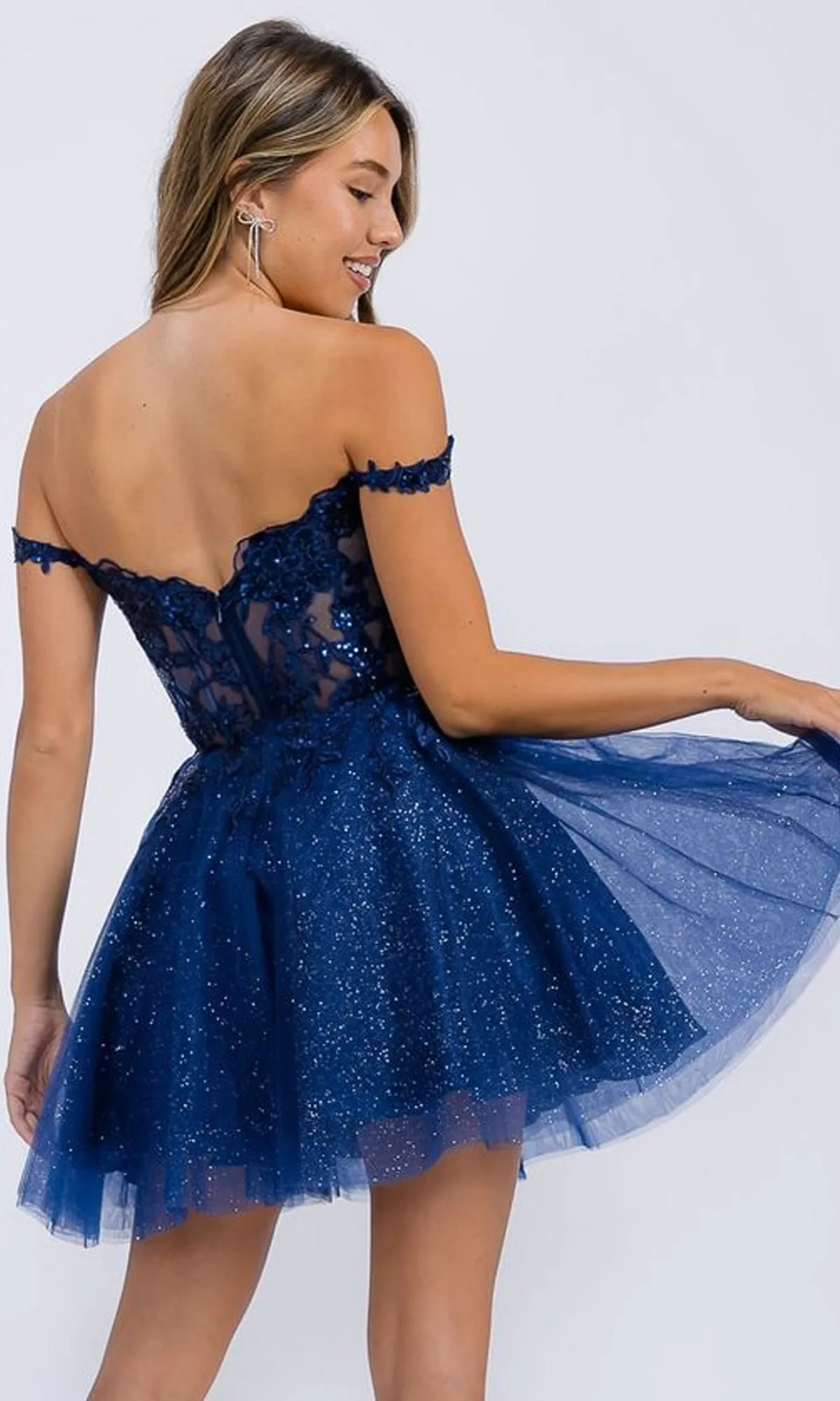 Short Glitter-Tulle Homecoming Dress: Eureka EK138 sold by PromGirl product image thumbnail 2