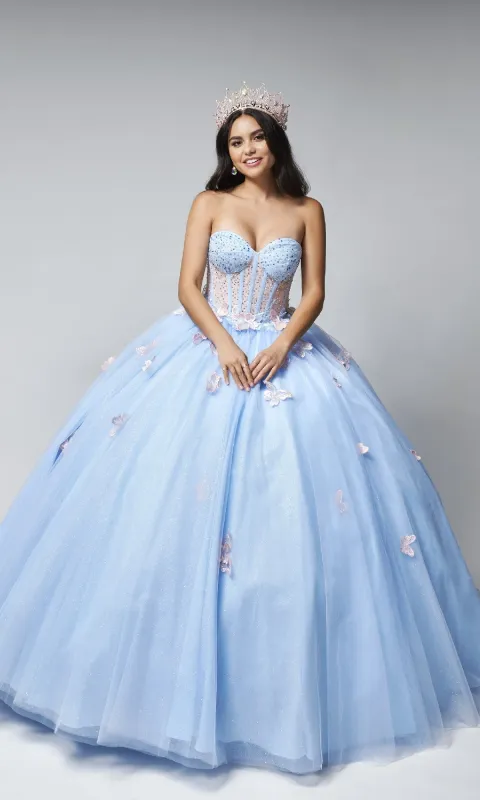 Long Quinceanera Dress: Nina Canacci Q103 sold by PromGirl