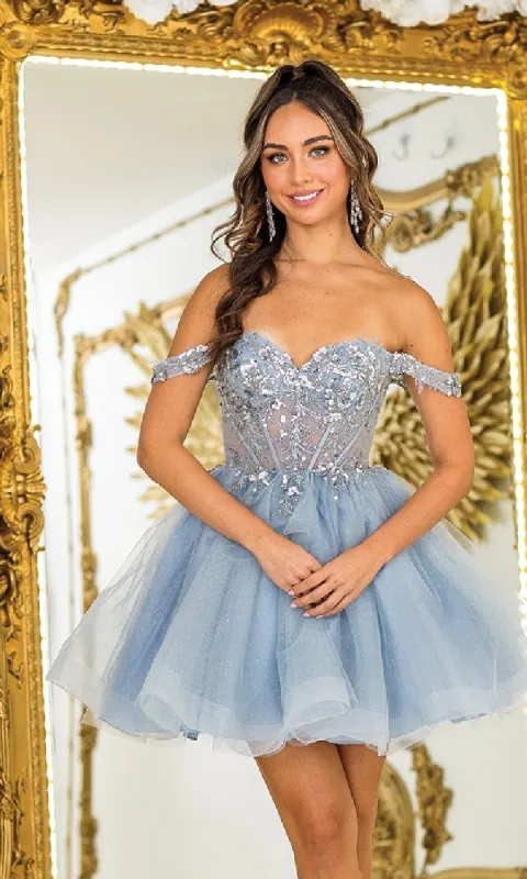 Off-Shoulder Glitter Hoco Dress: Dancing Queen 3408 sold by PromGirl