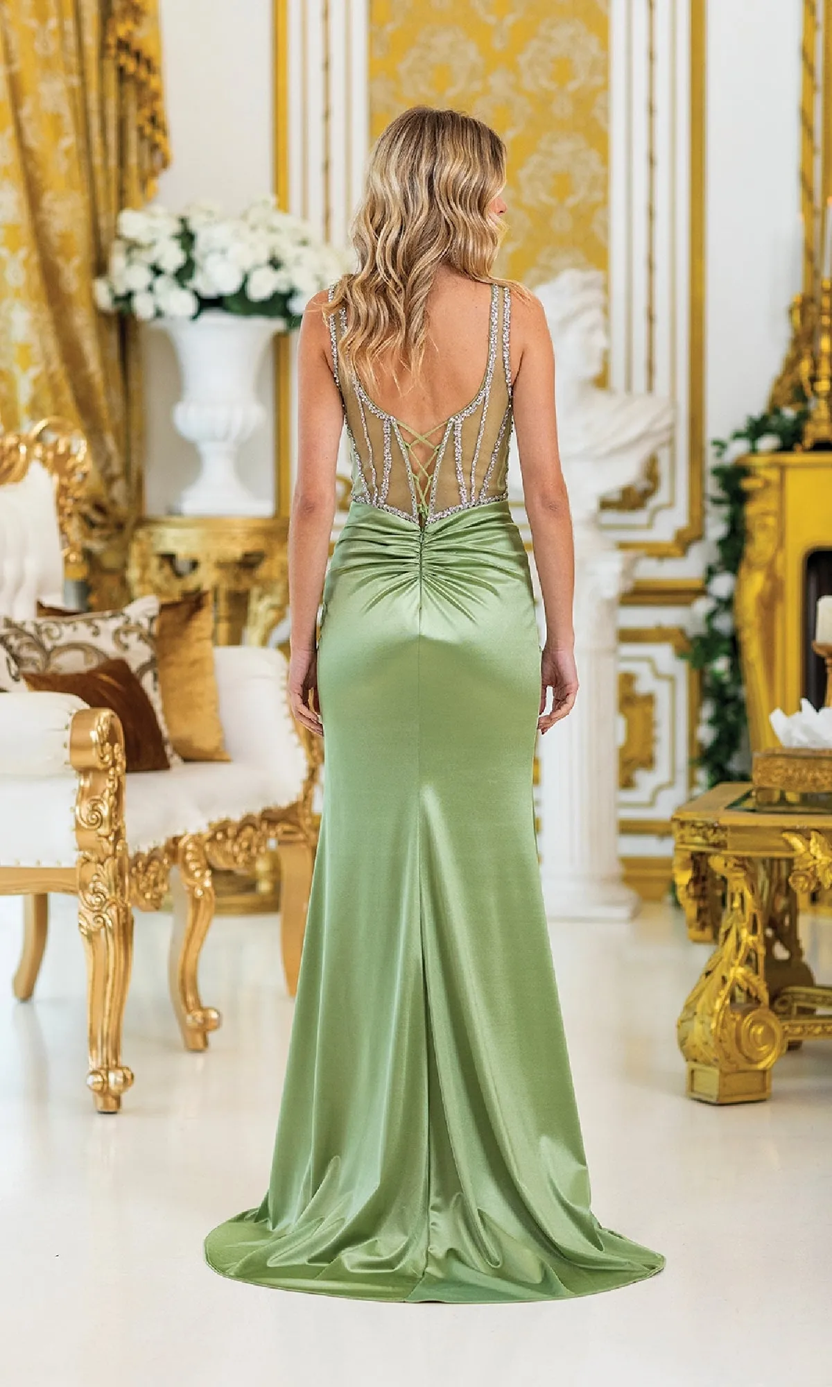 Sheer-Corset Long Prom Dress: Dancing Queen 4505 sold by PromGirl product image thumbnail 2