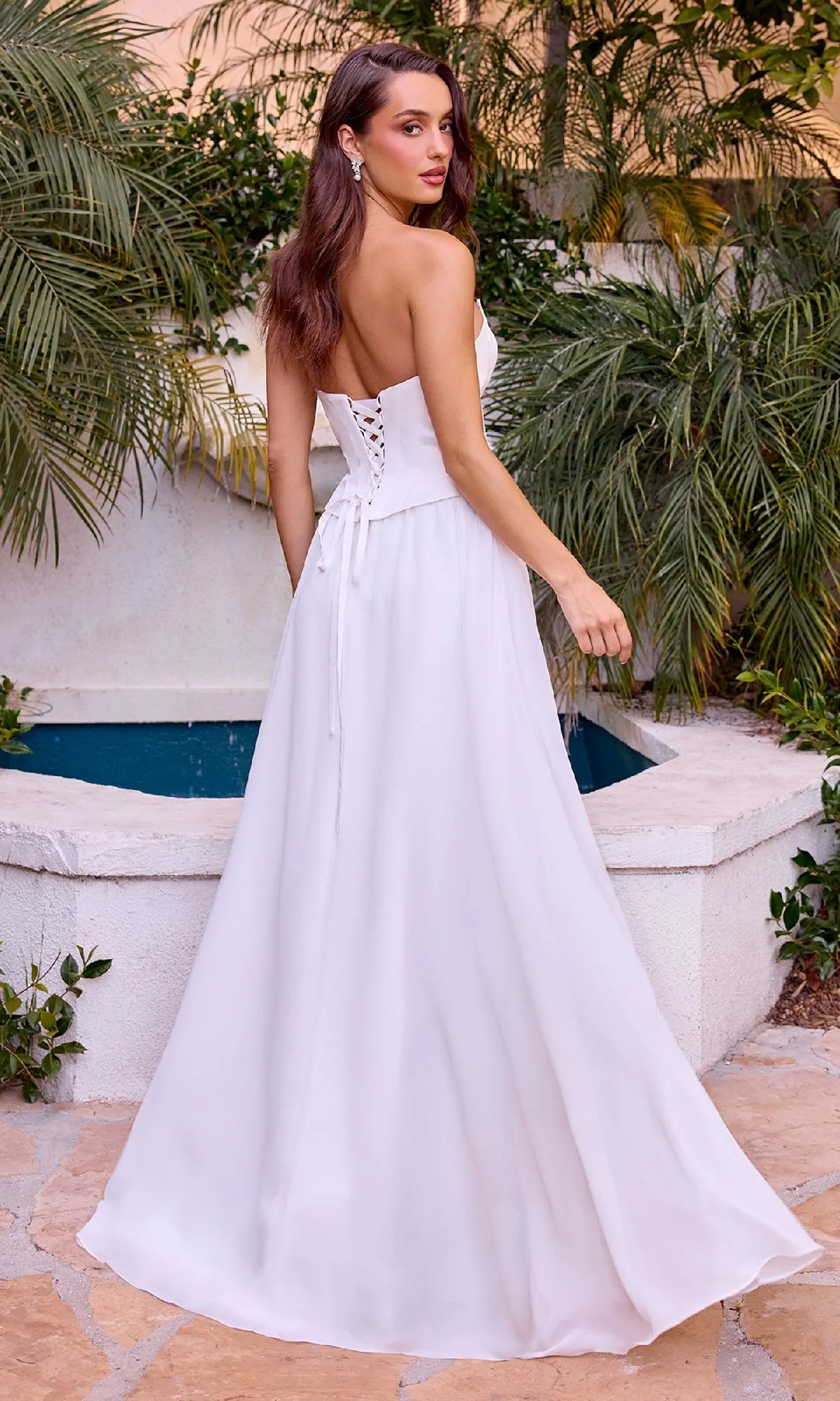 Strapless Long White Prom Dress: Ladivine CD386W sold by PromGirl product image thumbnail 2