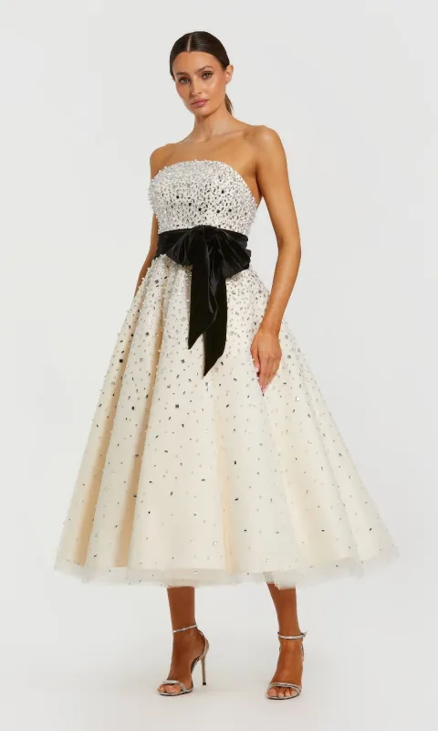 Tea-Length Off-White Formal Dress: Mac Duggal 11983Tea-Length White Formal Dress: Mac Duggal 11983 made by Mac Duggal