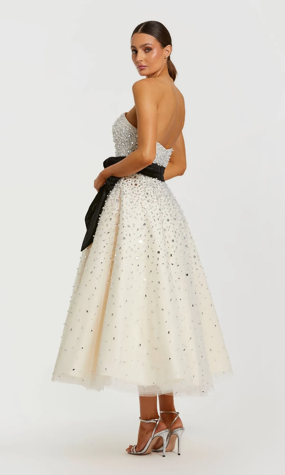 Tea-Length Off-White Formal Dress: Mac Duggal 11983Tea-Length White Formal Dress: Mac Duggal 11983 sold by PromGirl product image thumbnail 2