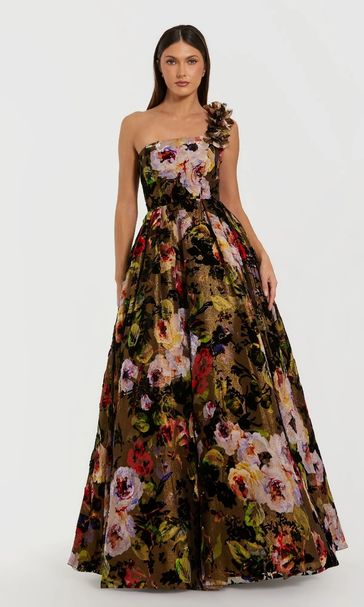 Floral Black-Tie Ball Gown: Mac Duggal 11979 sold by PromGirl