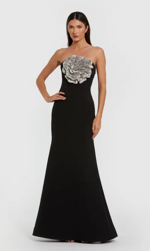 Strapless Floral Formal Gown: Mac Duggal 11855 sold by PromGirl