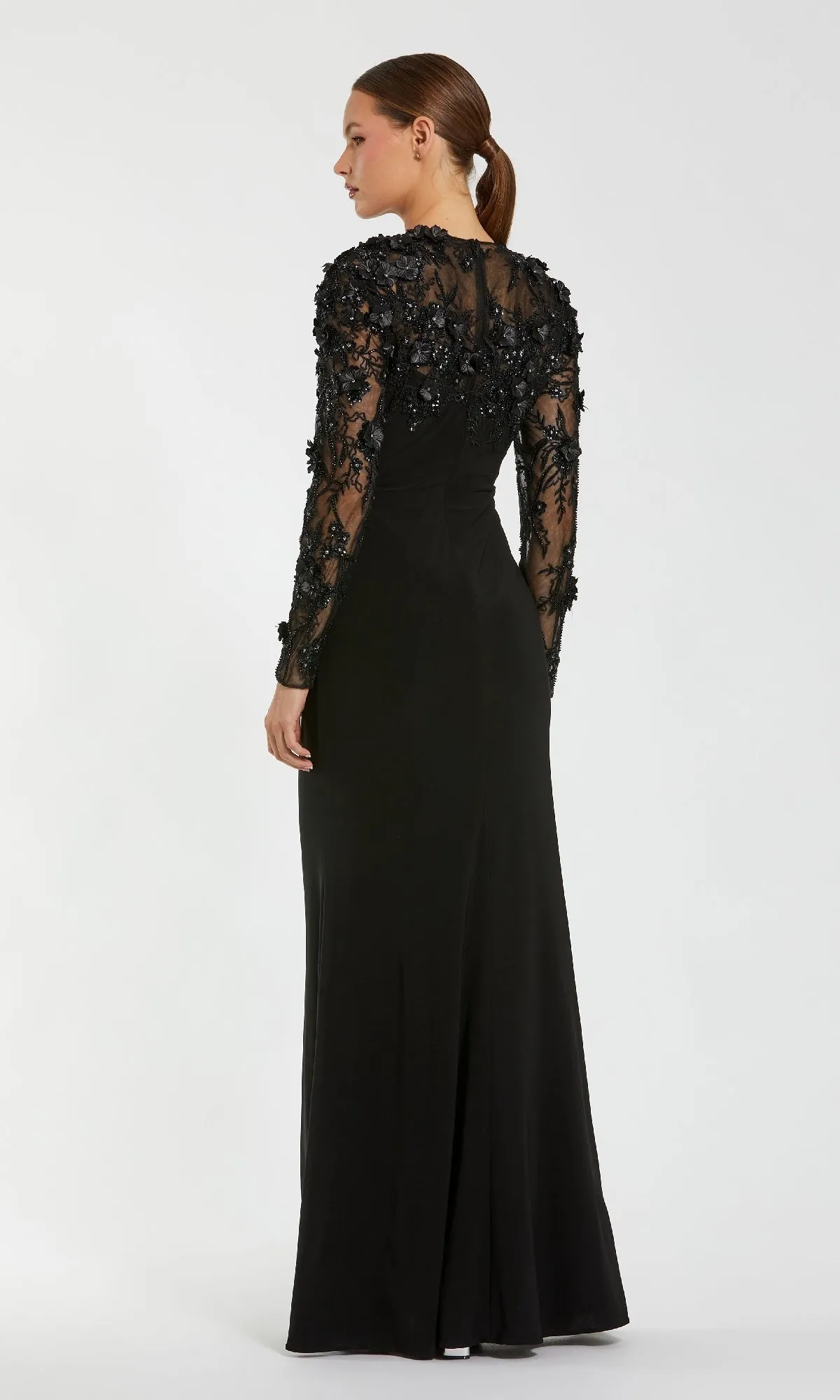 Long Sleeve Black Formal Gown: Mac Duggal 11841 sold by PromGirl product image thumbnail 2