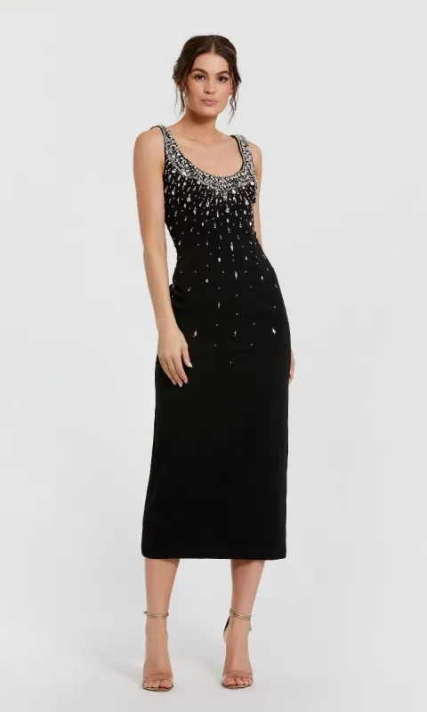 Midi Black Wedding Guest Dress: Mac Duggal 2259 sold by PromGirl