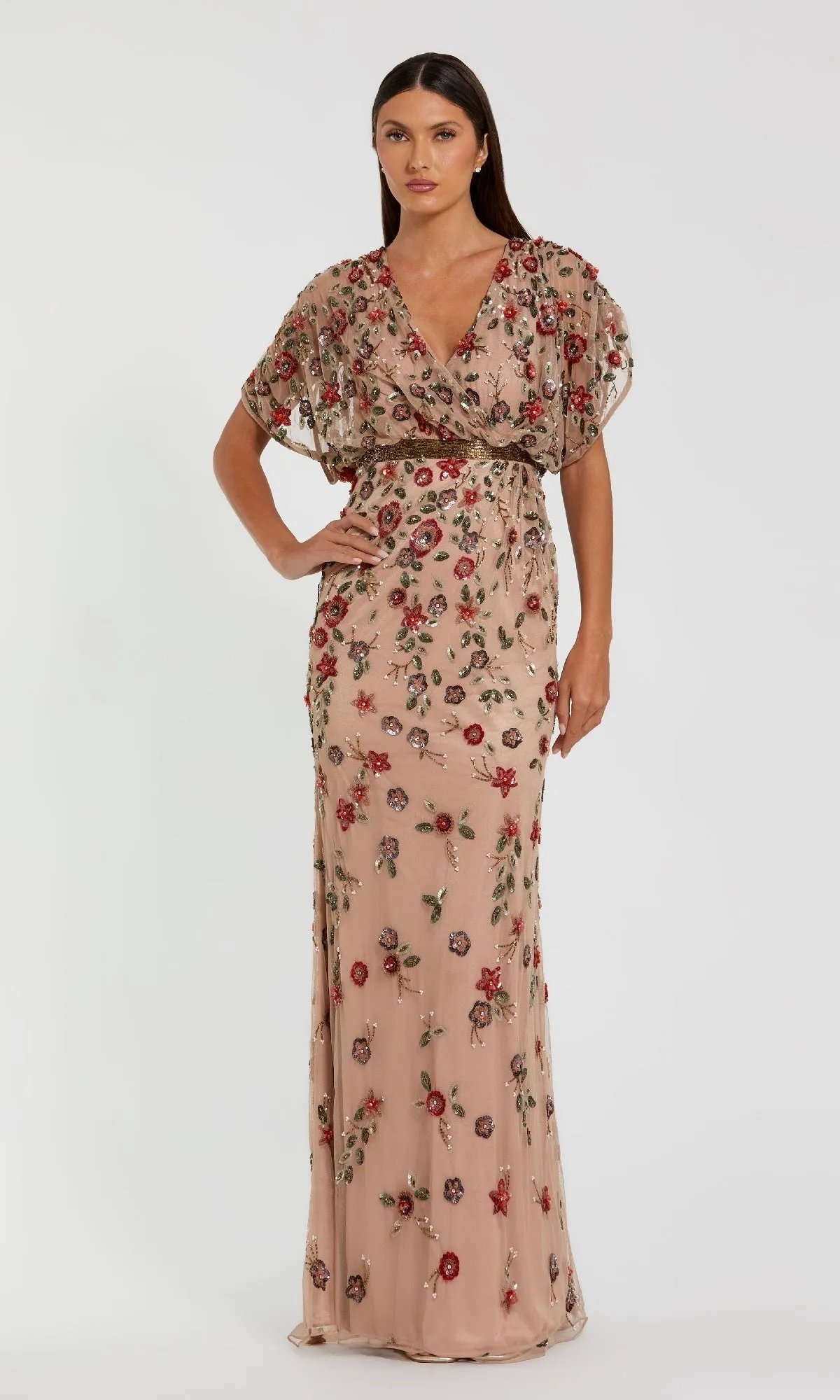 Short Sleeve Beaded Formal Dress: Mac Duggal 6158 sold by PromGirl