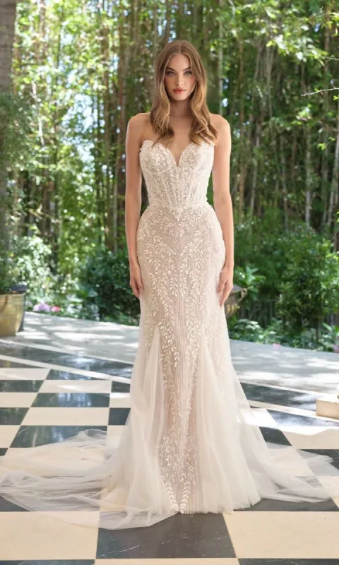 Long Strapless Bridal Dress: Andrea & Leo WL060 sold by PromGirl