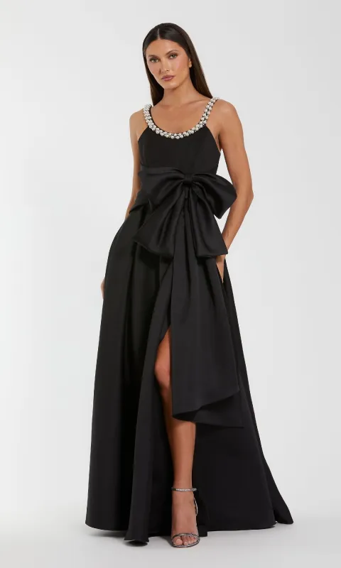 Long Black Bow Formal Dress: Mac Duggal 27743 sold by PromGirl
