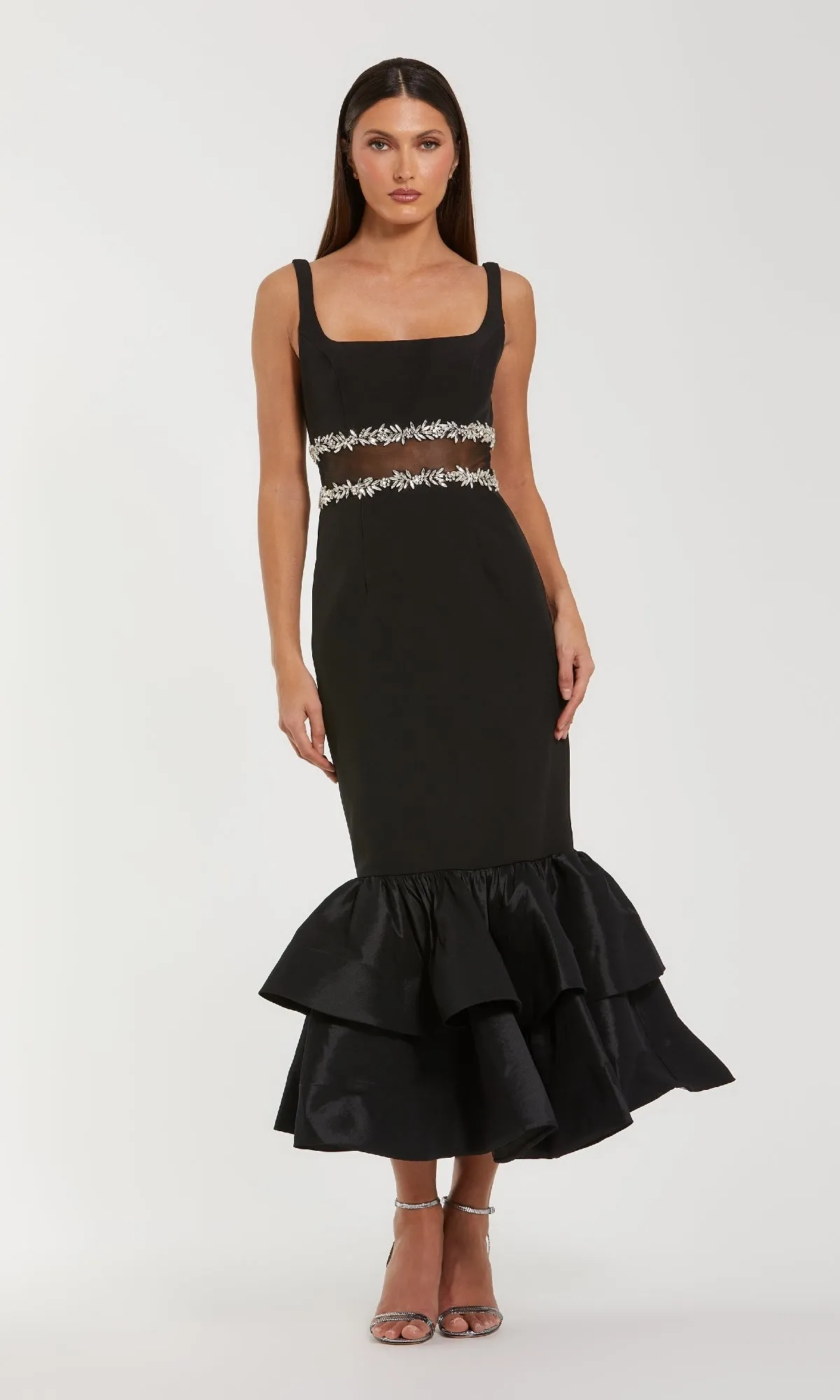 Sheer-Waist Black Formal Dress: Mac Duggal 27719 sold by PromGirl