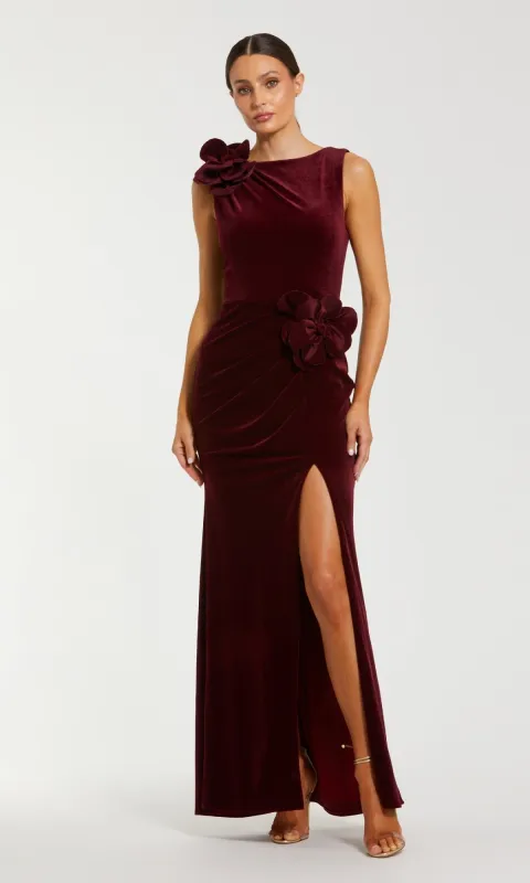 Burgundy Velvet Formal Dress: Mac Duggal 21163 sold by PromGirl