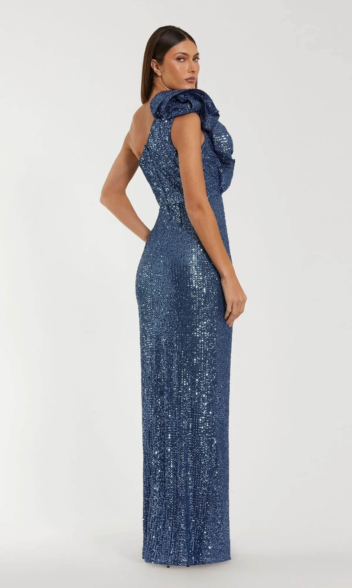 Long Blue Sequin Formal Gown: Mac Duggal 50093 sold by PromGirl product image thumbnail 2