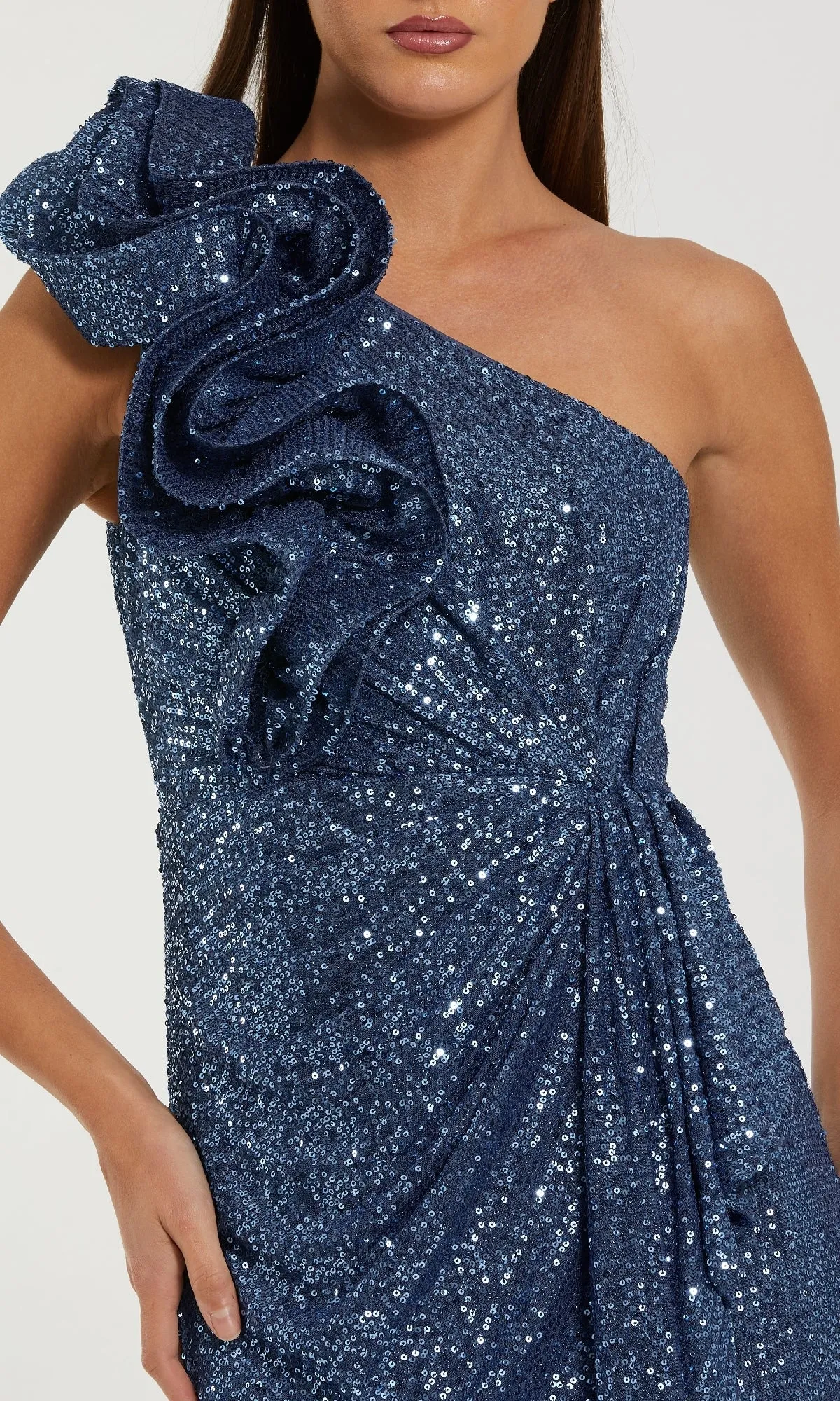 Long Blue Sequin Formal Gown: Mac Duggal 50093 sold by PromGirl product image thumbnail 3