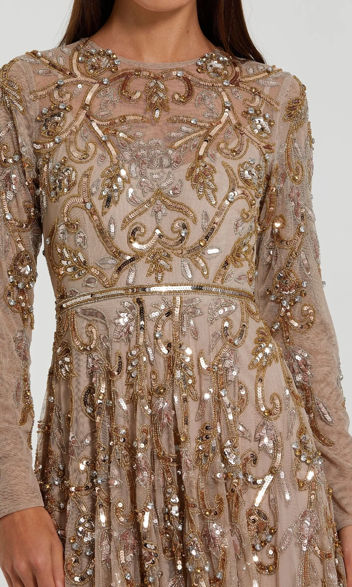 Long Beaded Gold Formal Dress: Mac Duggal 94213 sold by PromGirl product image thumbnail 3