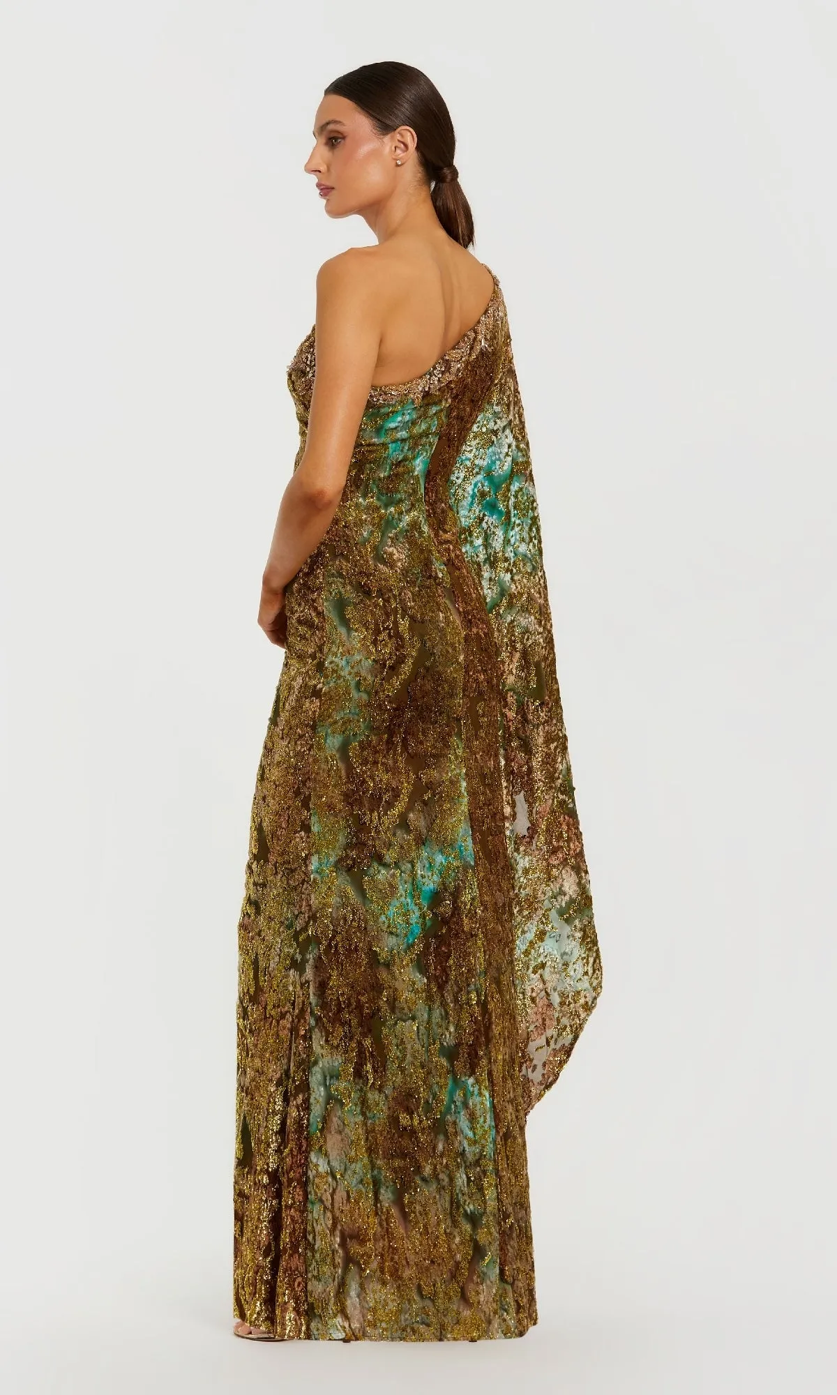 One-Shoulder Gold Formal Gown: Mac Duggal 68981 sold by PromGirl product image thumbnail 2