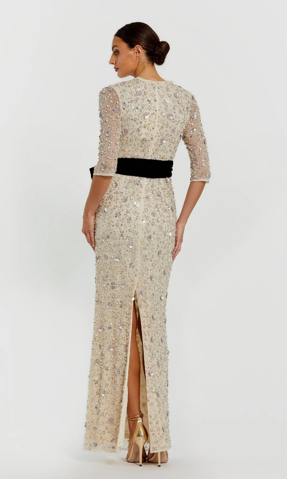 Beaded Oyster White Formal Gown: Mac Duggal 94166 sold by PromGirl product image thumbnail 2