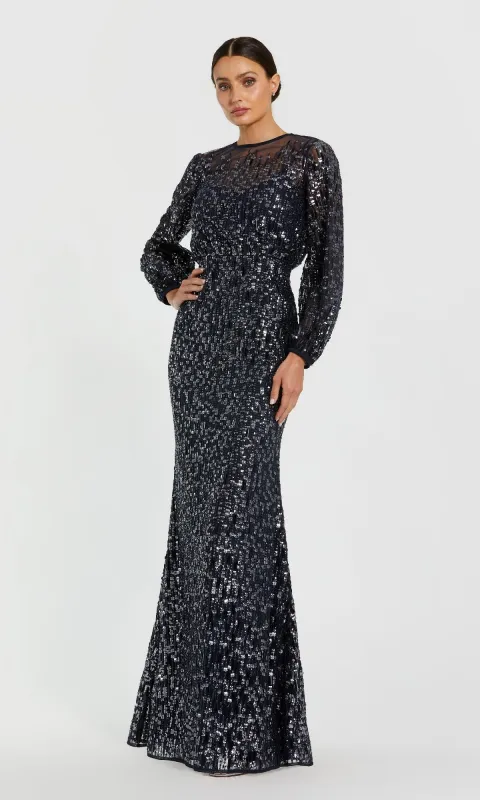 Long Sleeve Sequin Formal Dress: Mac Duggal 94127 sold by PromGirl