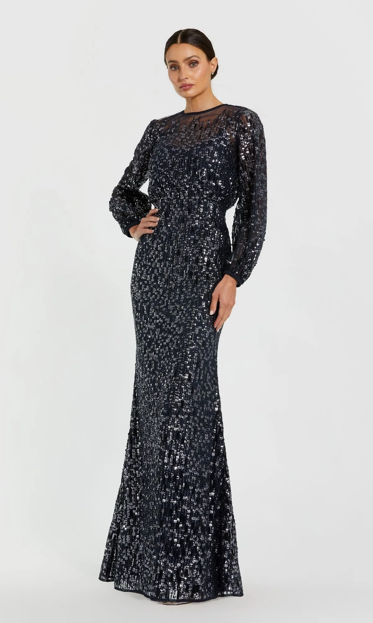 Long Sleeve Sequin Formal Dress: Mac Duggal 94127 sold by PromGirl
