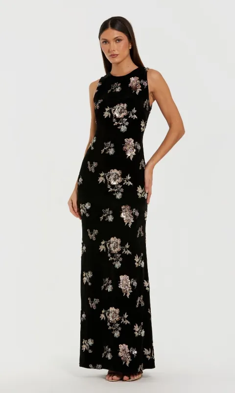 Black Velvet Print Formal Dress: Mac Duggal 68959 made by Mac Duggal