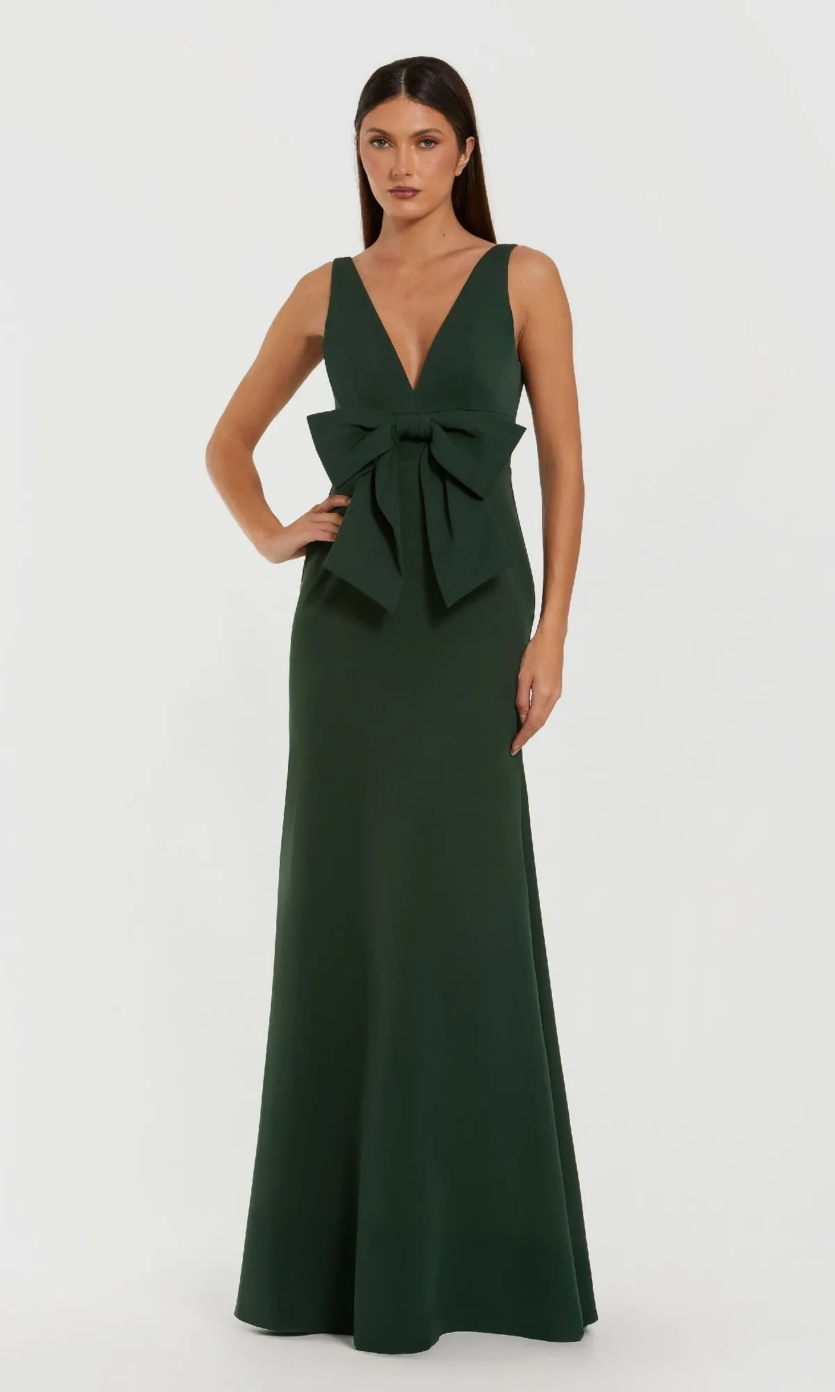 Bow-Front Green Formal Dress: Mac Duggal 50087 sold by PromGirl