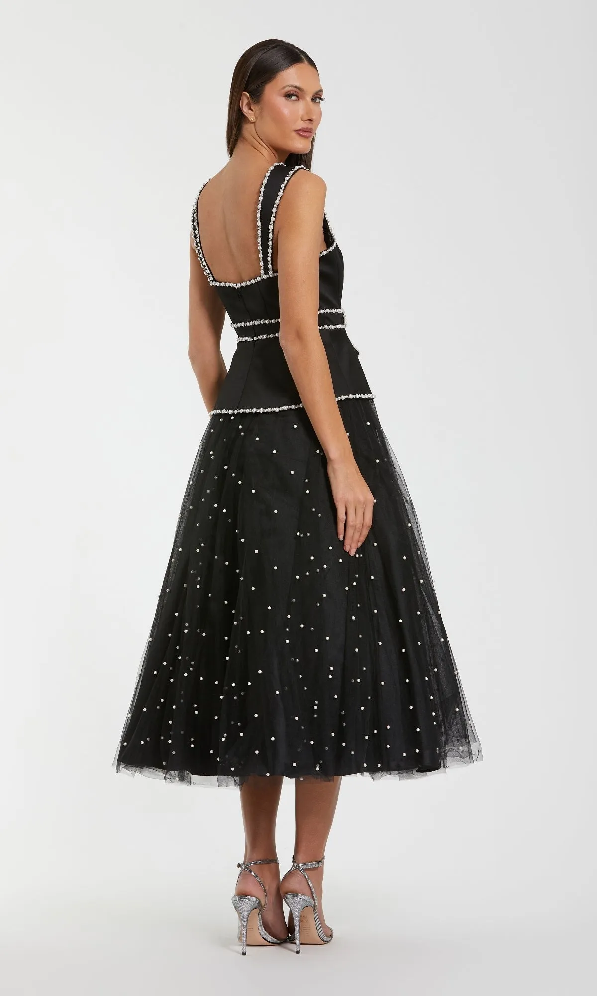 Black Midi Wedding Guest Dress: Mac Duggal 56206 sold by PromGirl product image thumbnail 2