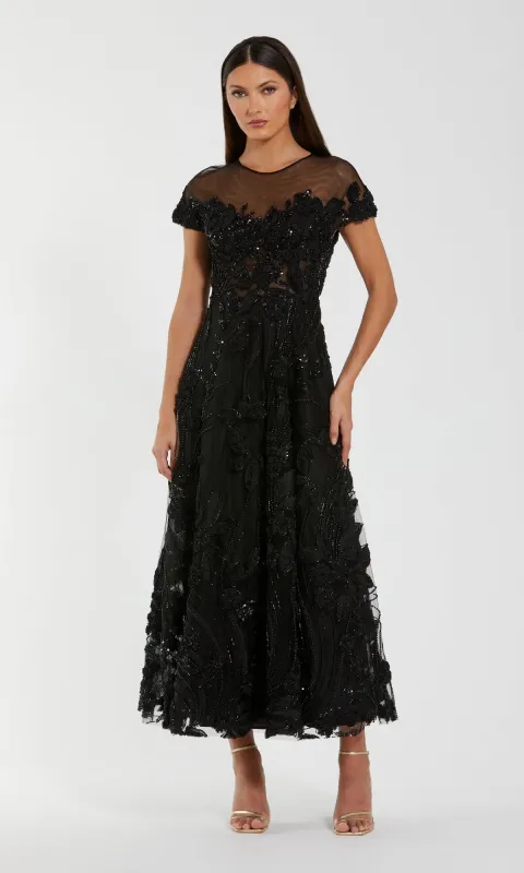 Cap-Sleeve Black Formal Dress: Mac Duggal 69003 sold by PromGirl