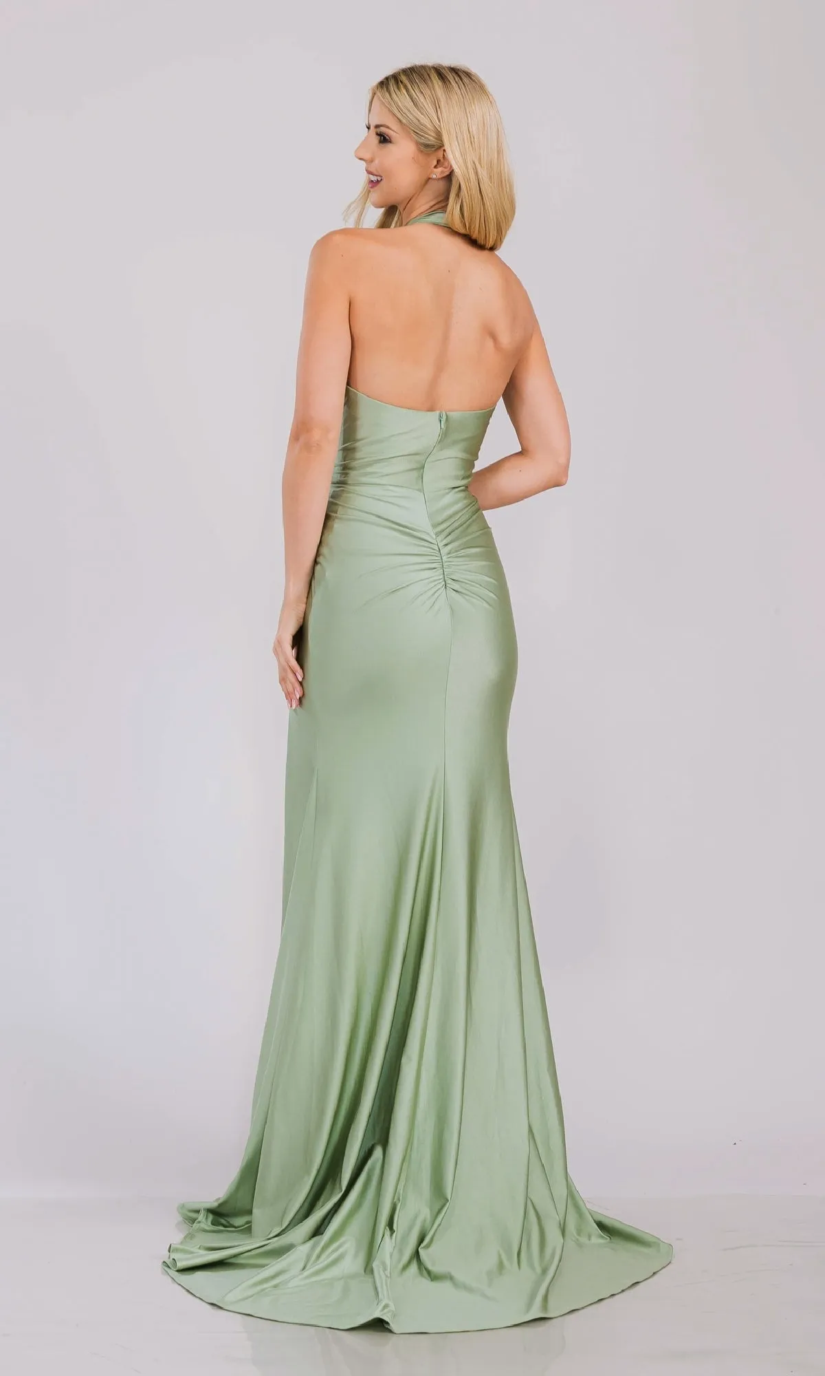 V-Neck Long Halter Prom Dress: Amelia Couture 3040 sold by PromGirl product image thumbnail 2