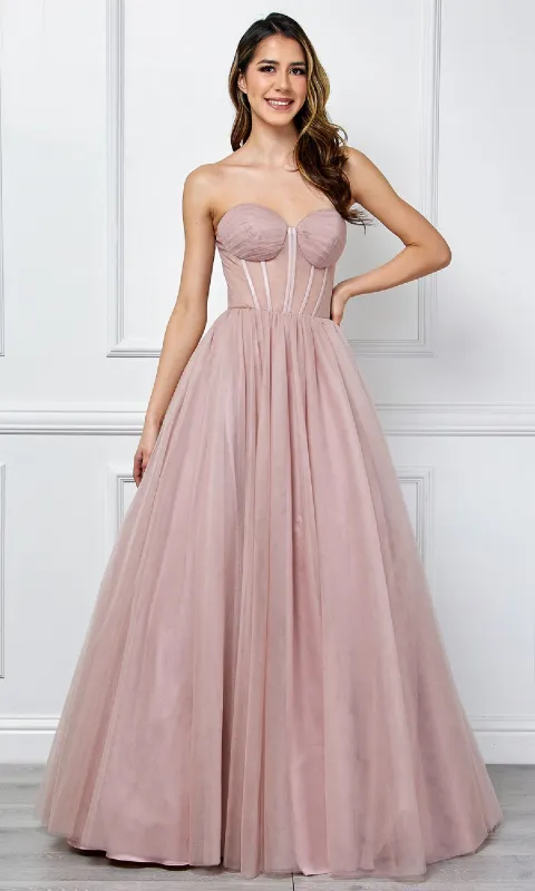 Strapless Corset Prom Ball Gown: Amelia Couture 6202 sold by PromGirl