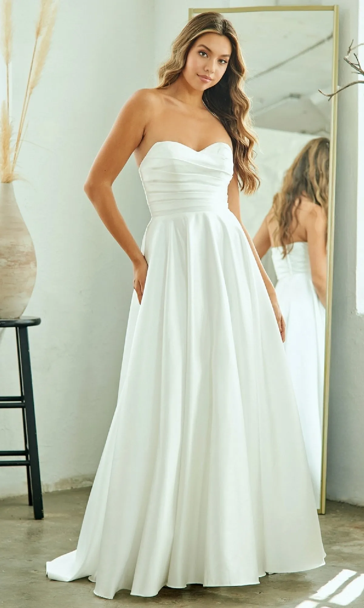 Classic Simple White Prom Dress: Amelia Couture 5076 sold by PromGirl product image thumbnail 4