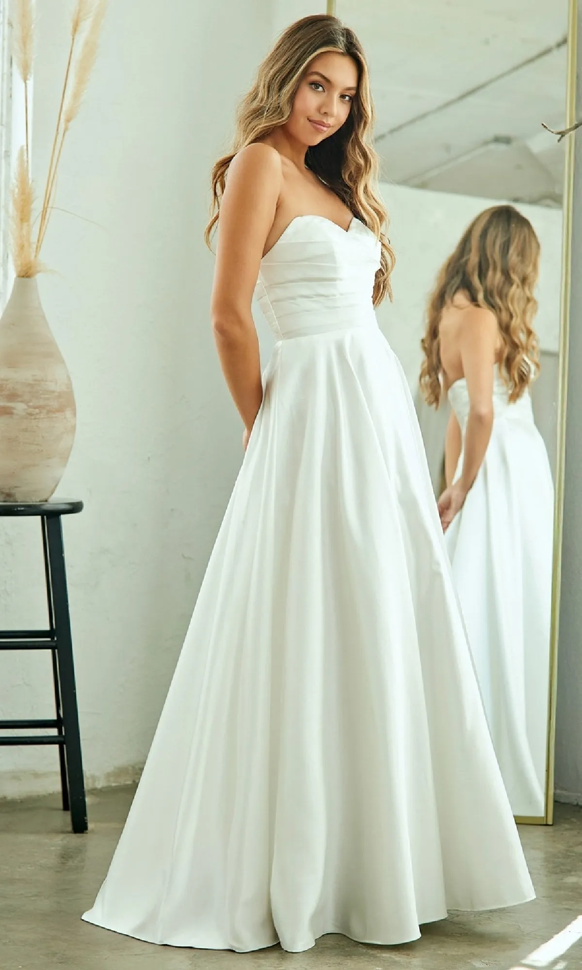 Classic Simple White Prom Dress: Amelia Couture 5076 sold by PromGirl product image thumbnail 3