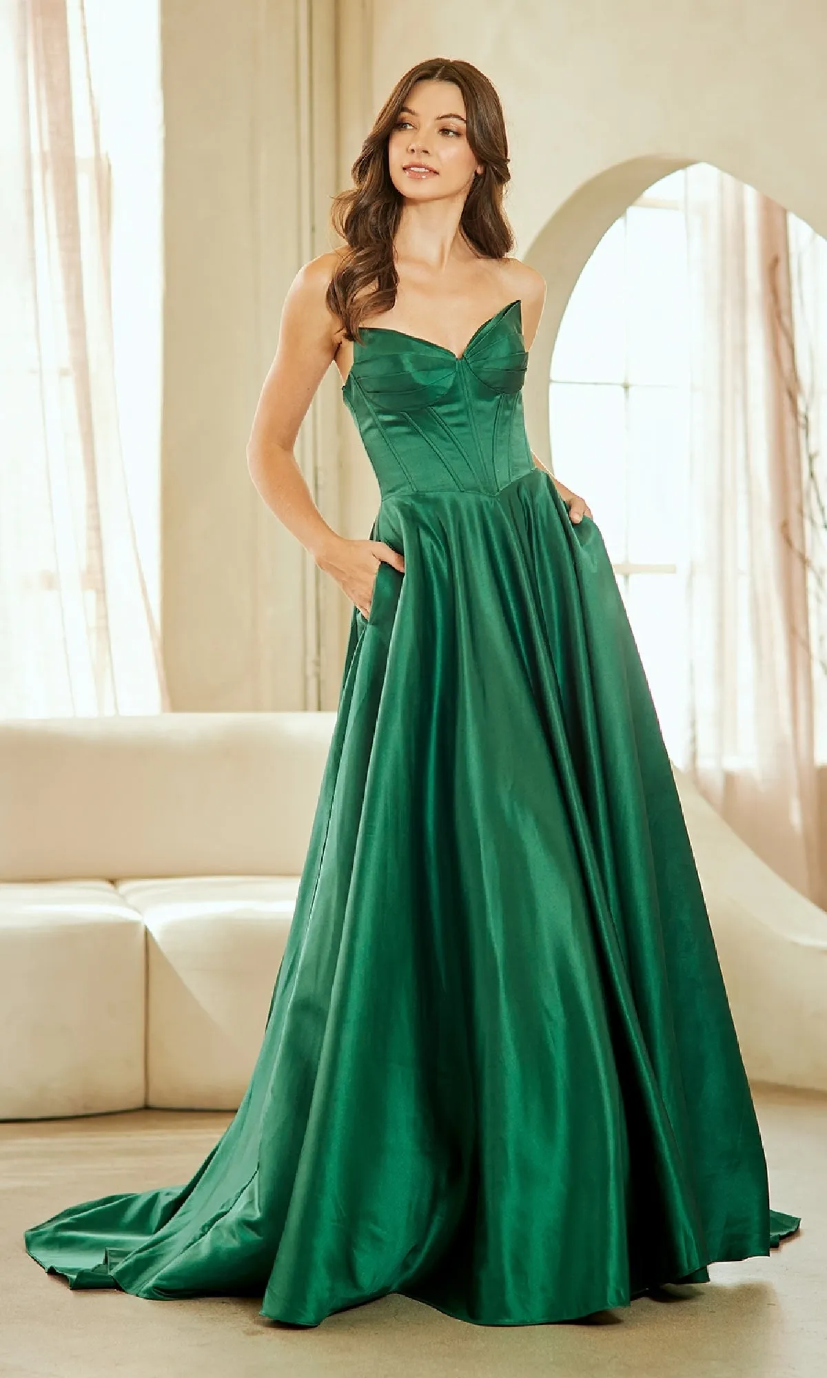 Classic Corset Prom Ball Gown: Amelia Couture 5080 sold by PromGirl product image thumbnail 3