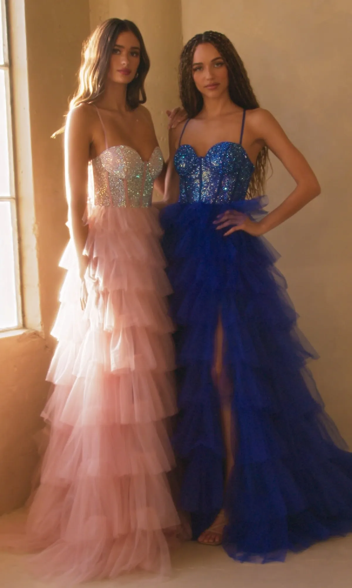 Ruffled Long Prom Ball Gown: Amelia Couture 4048 sold by PromGirl