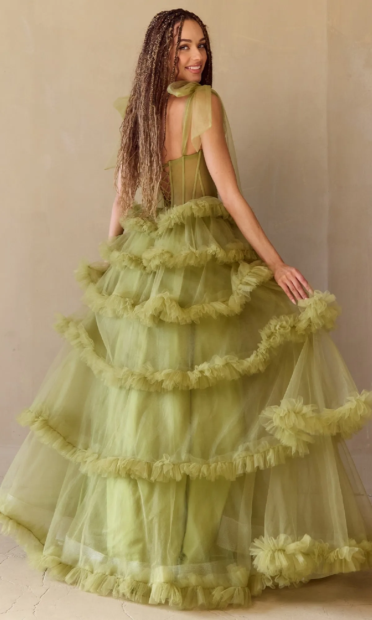 Ruffled Long Prom Ball Gown: Amelia Couture 8900 sold by PromGirl product image thumbnail 2