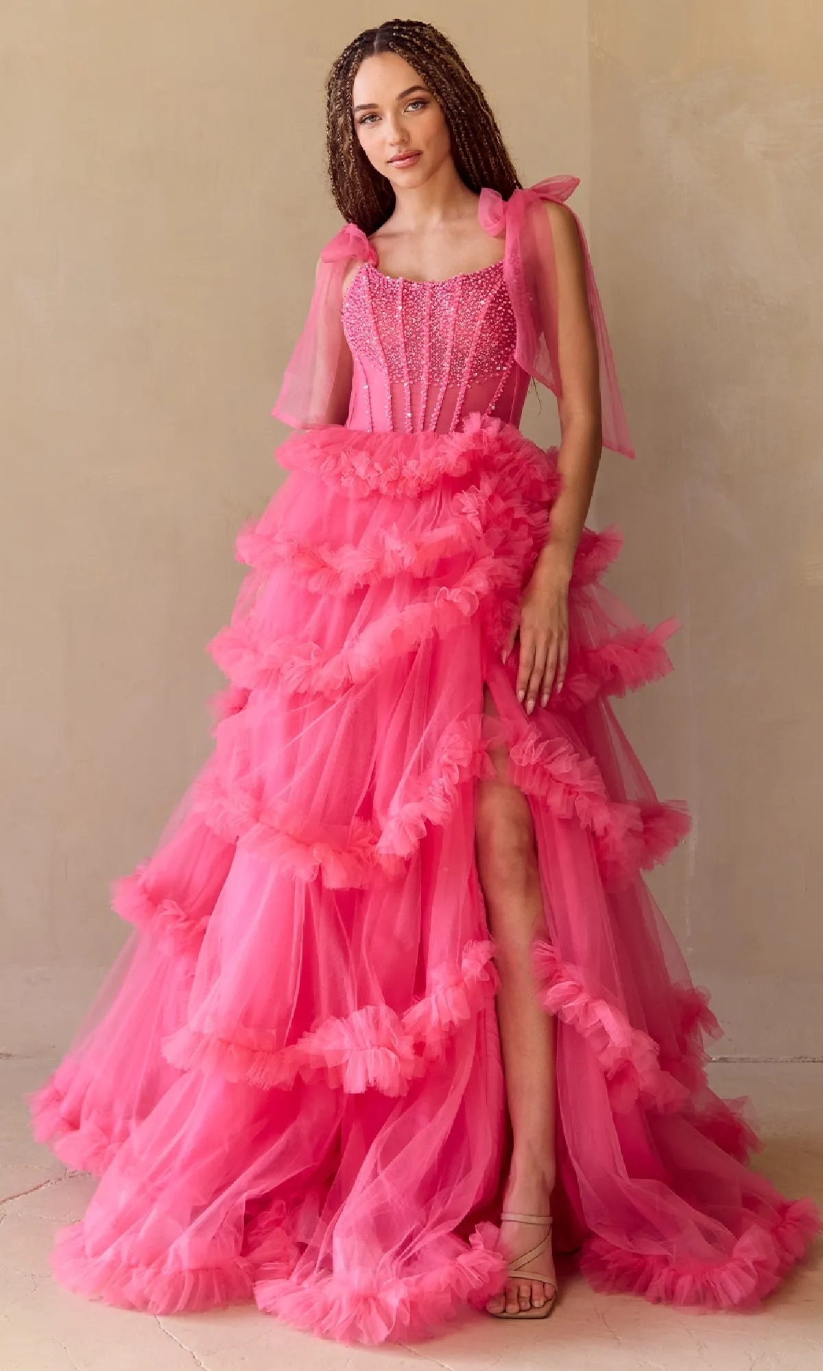 Ruffled Long Prom Ball Gown: Amelia Couture 8900 sold by PromGirl product image thumbnail 5